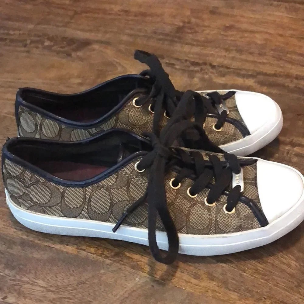 COACH brown “Empire” canvas sneakers brown size 8B - Picture 3 of 13